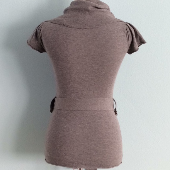 Converse Gray Cowl Neck ShortSleeve Belted Sweater - Picture 3 of 8